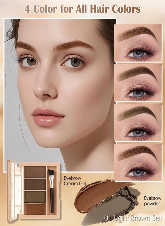 LYSdefeu Eyebrow Powder Brow Cream Makeup Kit,4 Colors Waterproof Long-Lasting Eye Brow Powder, Light Medium Dark Brown Eyebrow Filler Contour Palette,Sculpt Full Makeup Gift Set for Women with Brush Razor-01 - Image 2